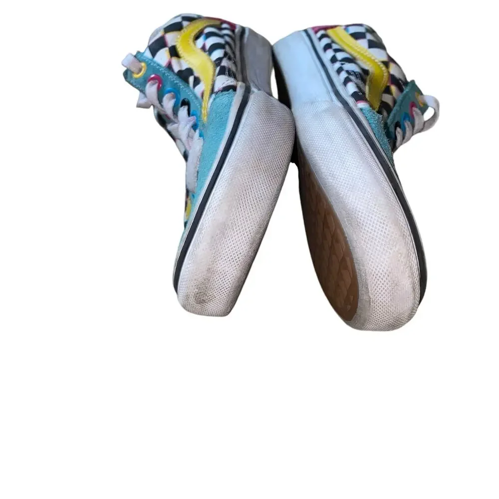 Vans Off the Wall Old Skool Crazy Check Neon Sneakers Mens 6.5 Womens 8